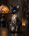 Handmade Stained Glass Cat Lamp